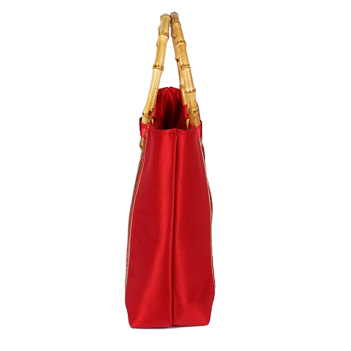 Tasche aus Seide mit Bambushenkel, Handtaschen, Asiatisch, 6799